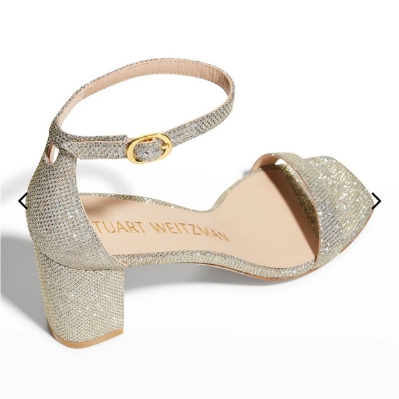 Stuart Weitzman Nudistcurve Glitter Block-Heel Sandals - 6 - Picture 4 of 10